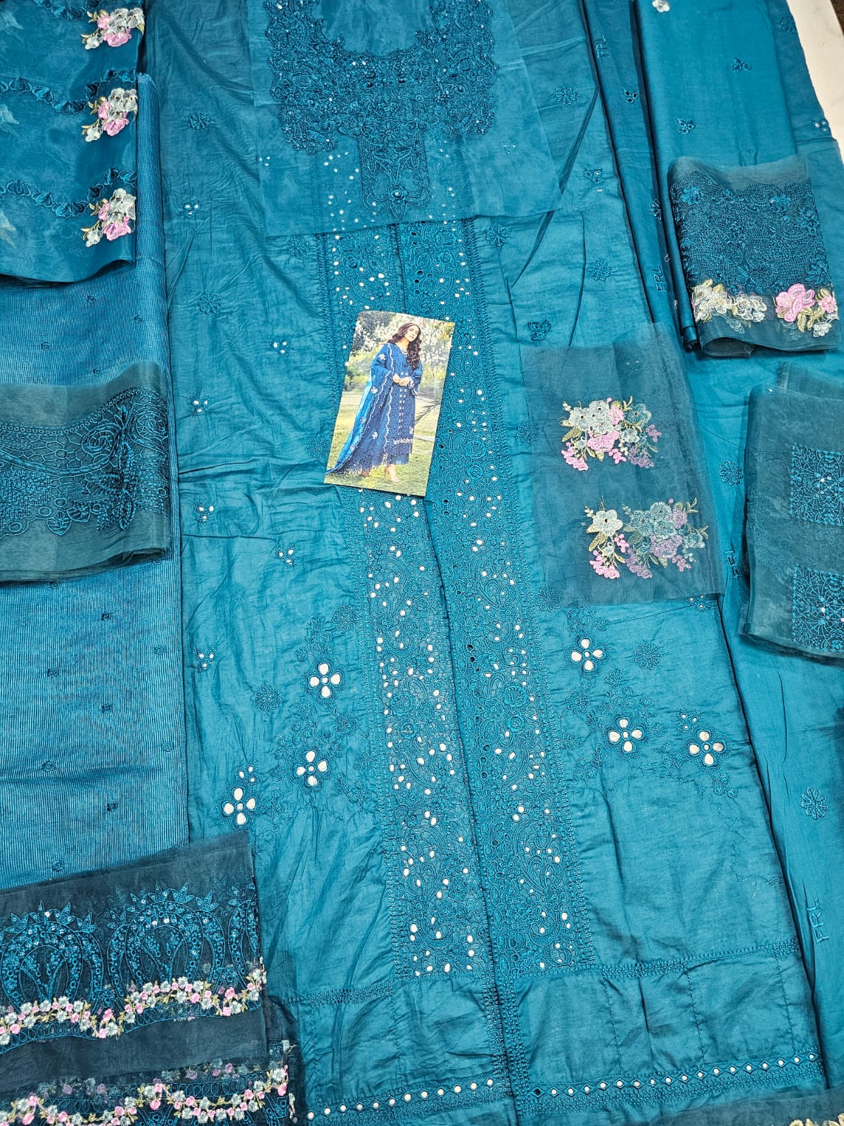 Elaf Signature Luxury Lawn 2026 Hit Code 06 Sapphire Zink Green