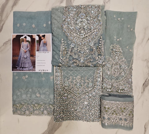 Faiza saqlain Hit Code ice blue 2 tone maxi 2026