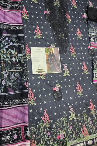 Elaf Luxury Lawn Print Chikenkari 2026 Hit Code ARZO 7A Black