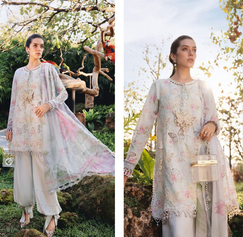 Mariab Mprints Lawn 2026 hit Code 1A Grey