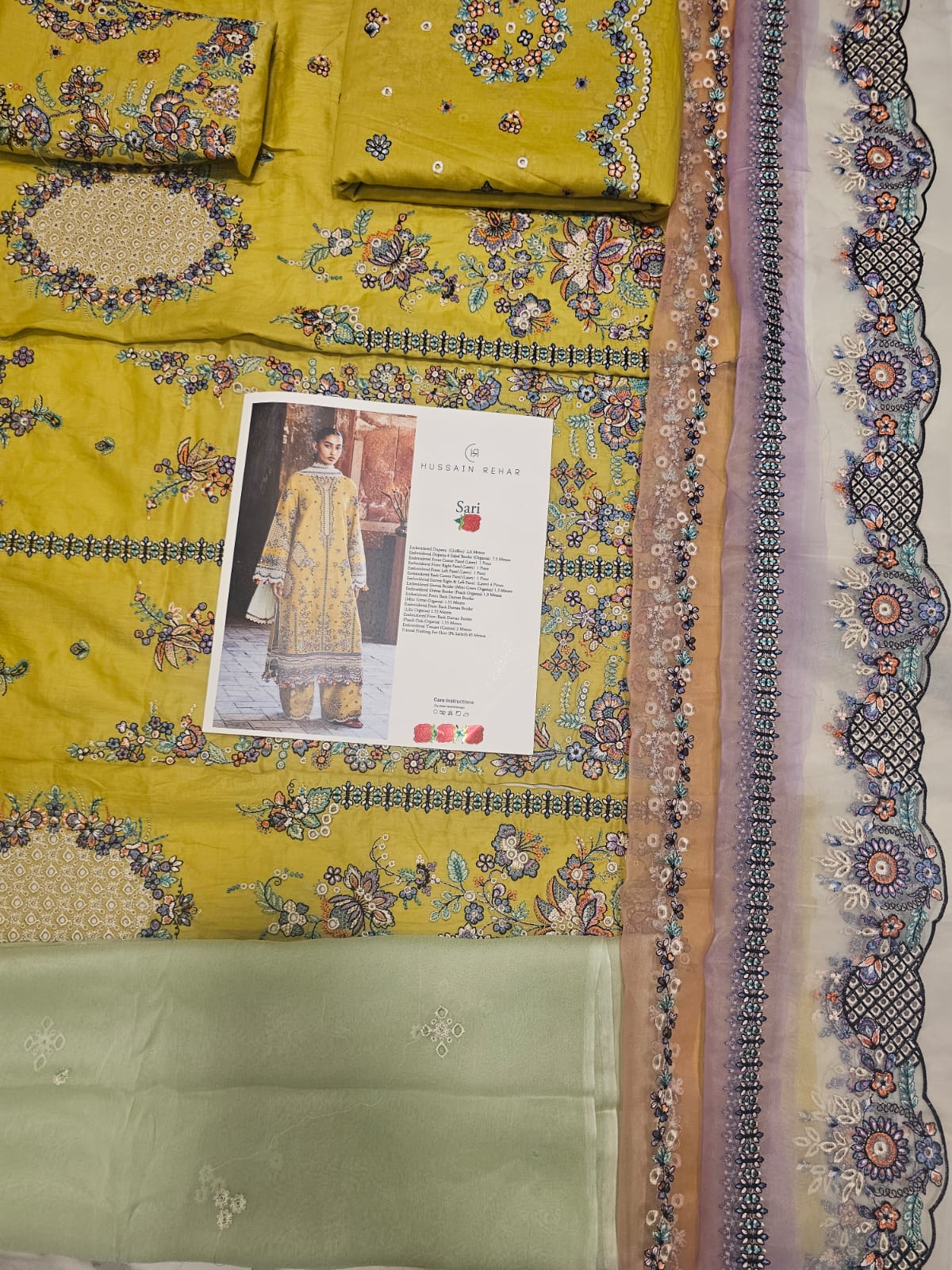 Hussain Rehar Luxury Lawn 2026 eid Ul Azha Hit Code Sari Honey Mustard Yellow