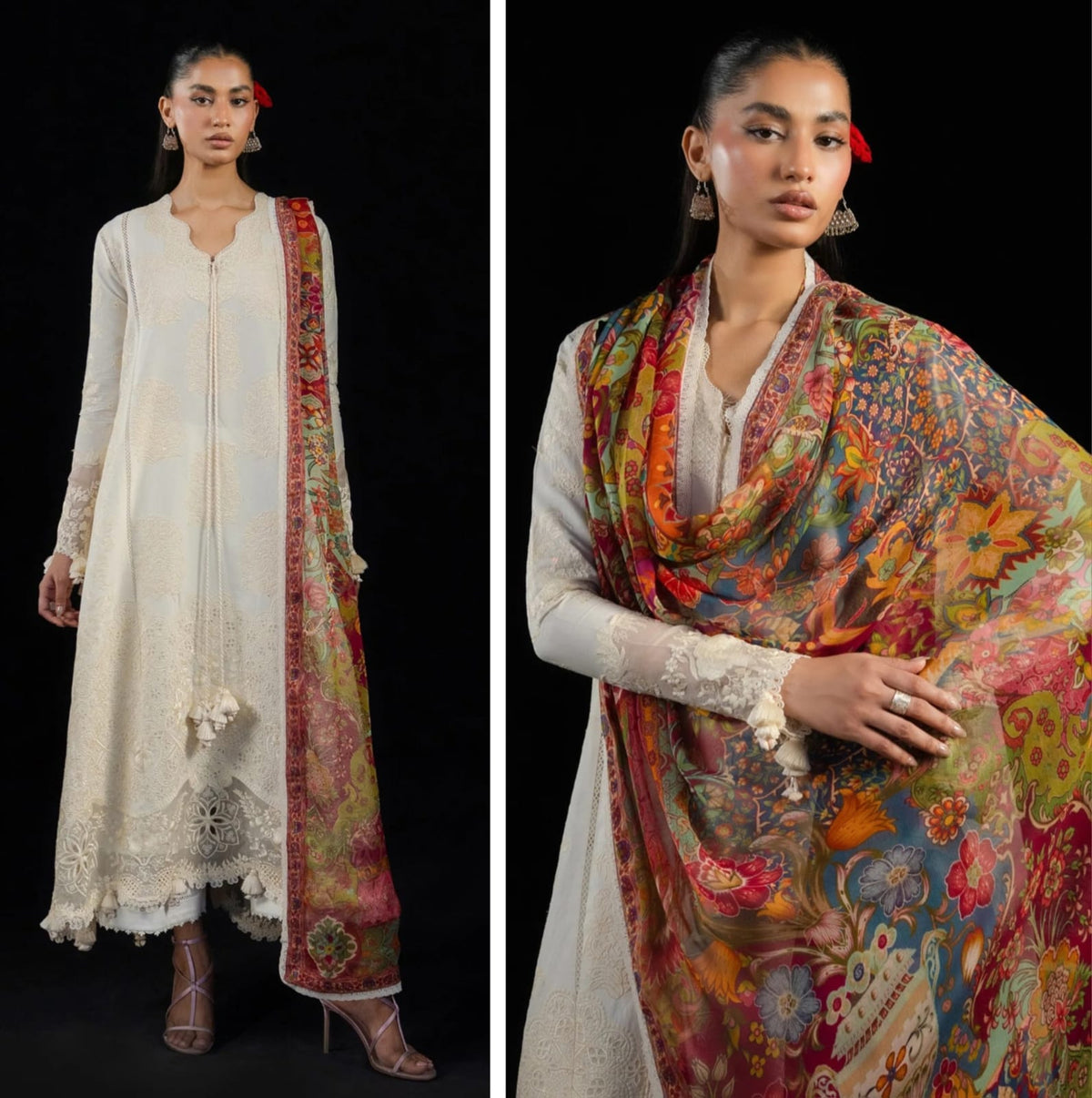 Hussain Rehar Luxury Lawn 2026 Hit Code Sefi White Chikenkari