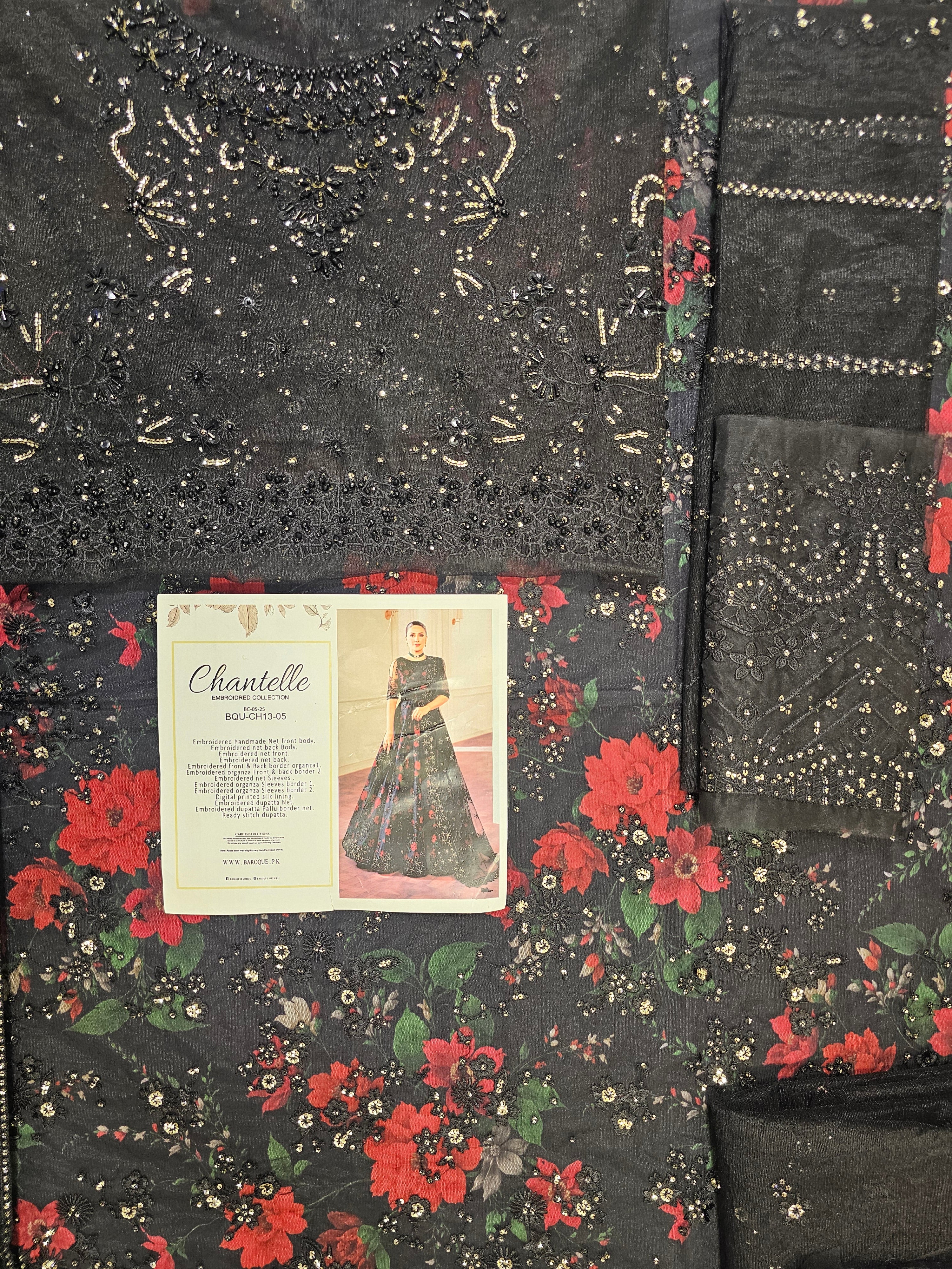 Baroque Chantelle Party Wear Maxi black Rose