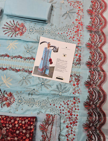 Hussain Rehar Luxury Lawn 2026 hit code Sky Aqua