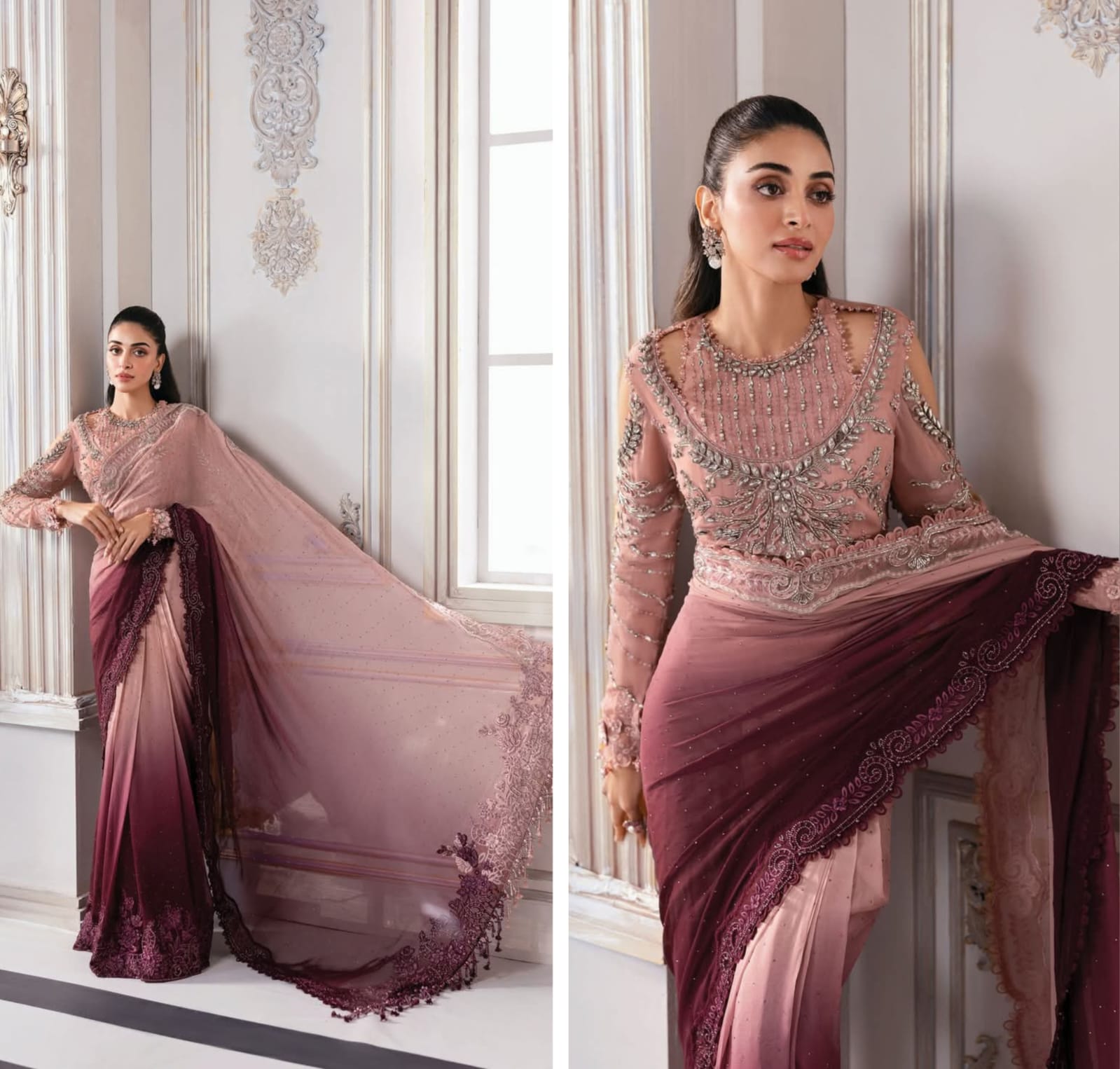 Mariab Luxury Chiffon Collection 2025 Hit Code Chiffon Saree D1