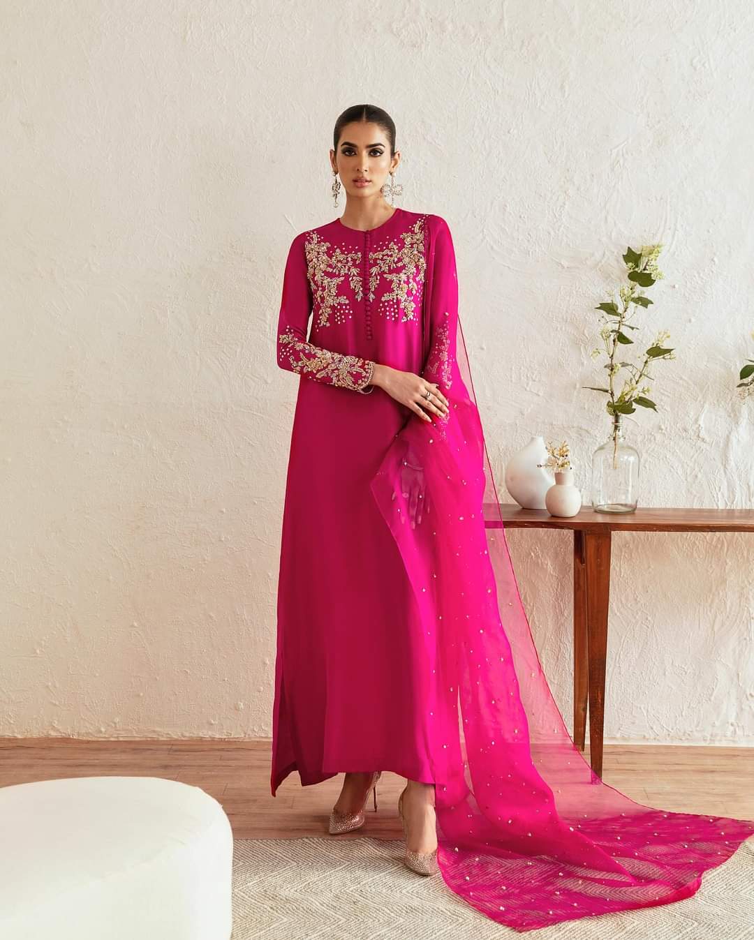 Kanwal malik party Wear 2025 Hit Code Shoking With Gold Work