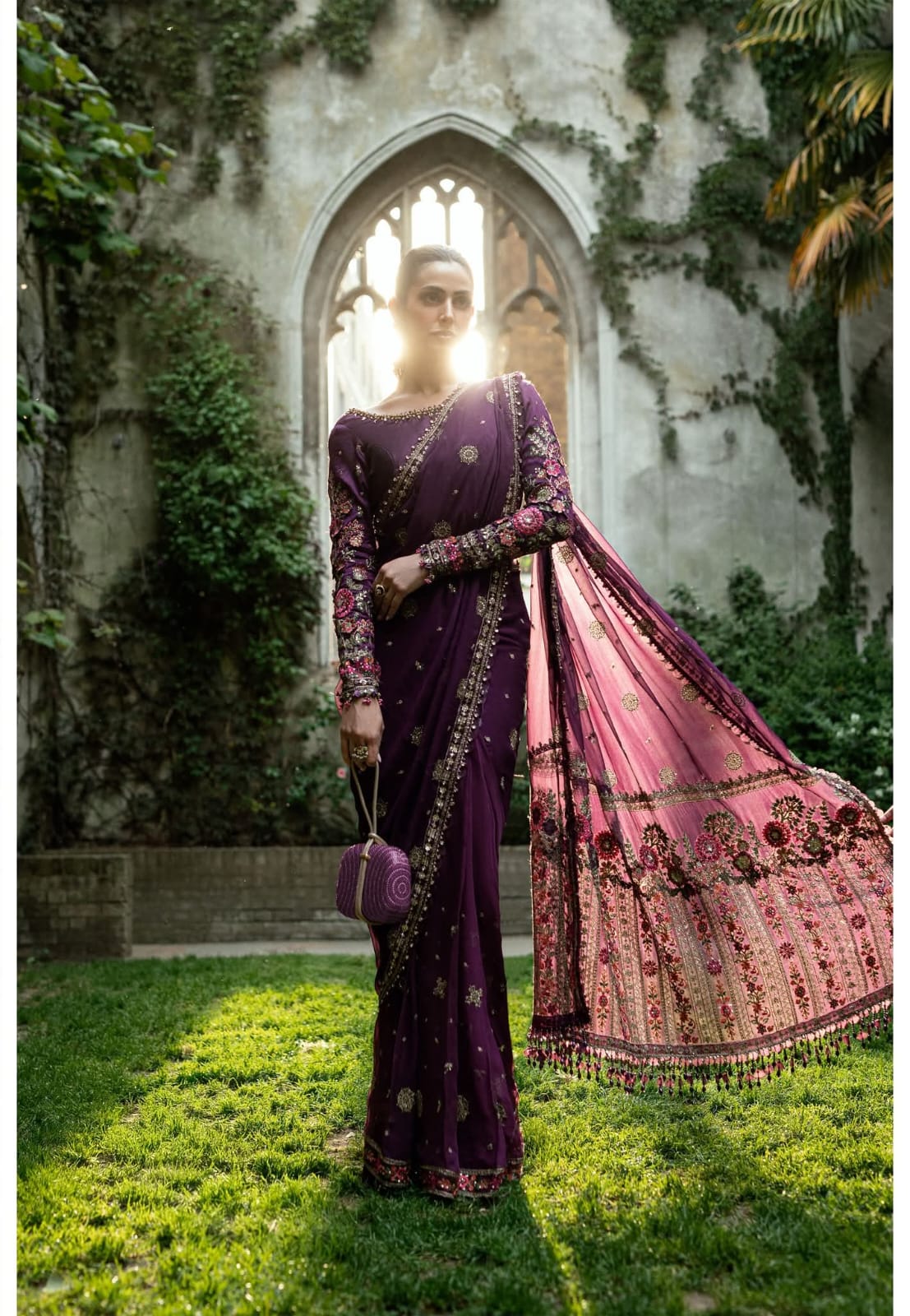 Mariab Party Wear Chiffon Saree 2026