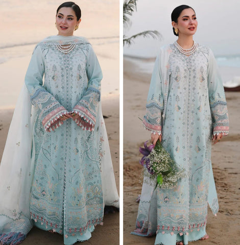 Qalamqar Luxury Lawn 2026 Hit Code Ayra Sky Aqua