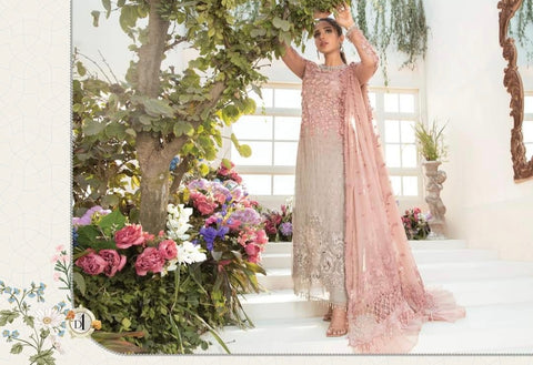Mariab Luxury Party Wear Chiffon Hit Code Bd-01 3D Flower
