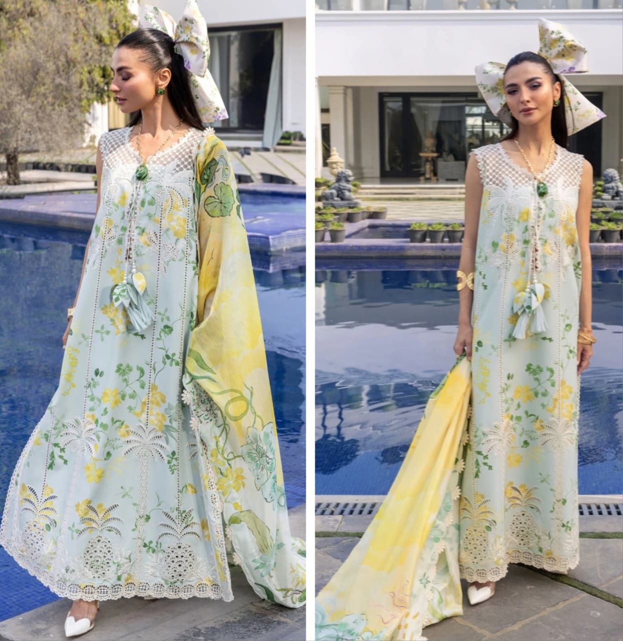 Crimson Luxury Lawn 2026 Hit Code 4B Aqua Pure Silk Dupata