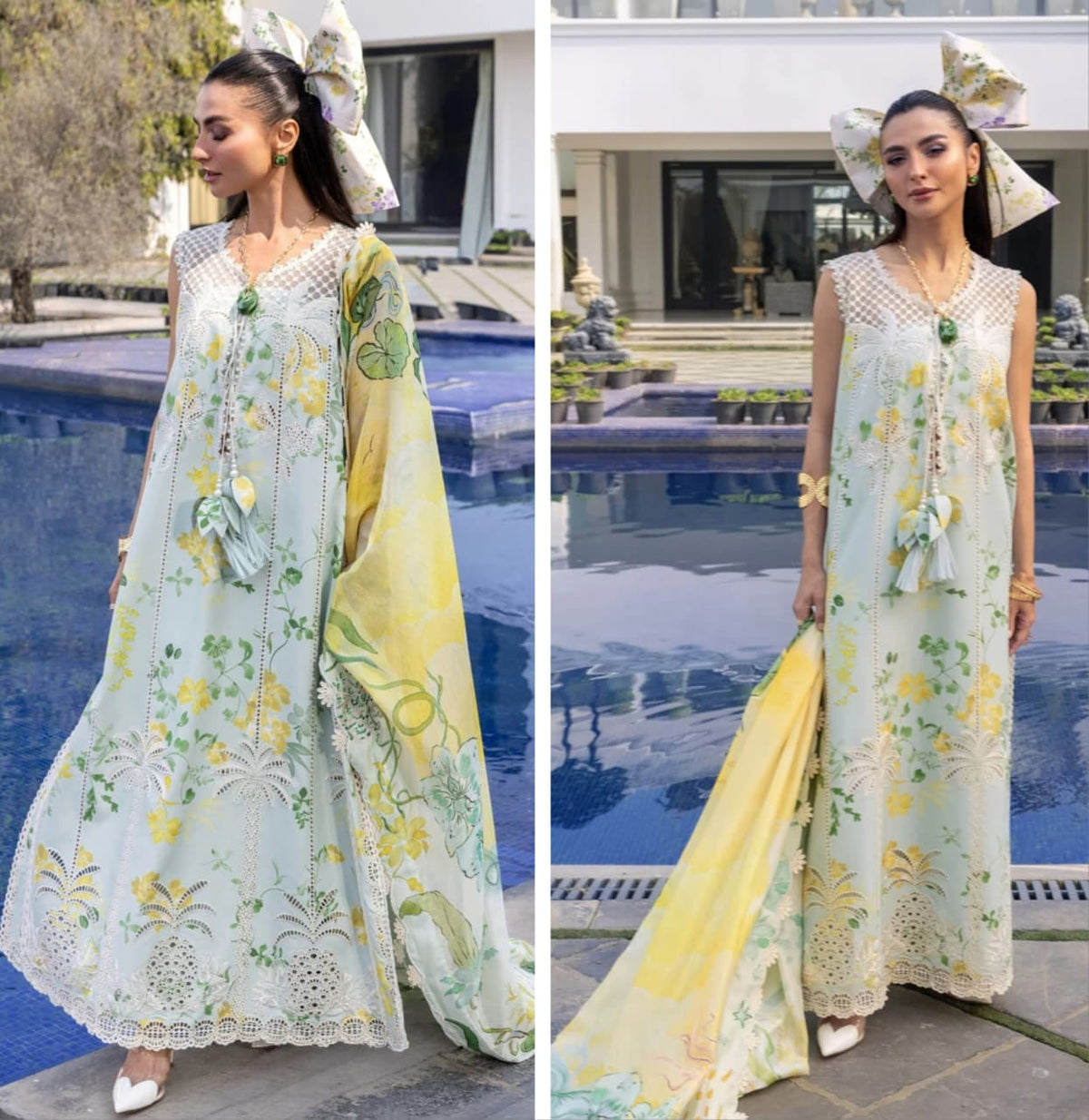 Crimson Luxury Lawn 2026 Hit Code 4B Aqua Pure Silk Dupata
