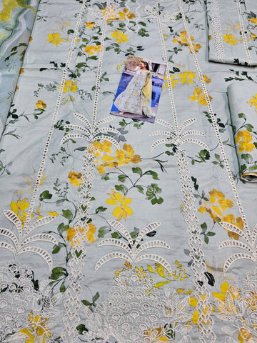 Crimson Luxury Lawn 2026 Hit Code 4B Aqua Pure Silk Dupata