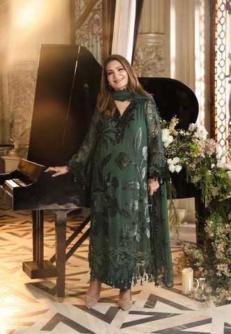 MariaB Luxury Chiffon 2026 Latest Bottle Green Velvet laser work