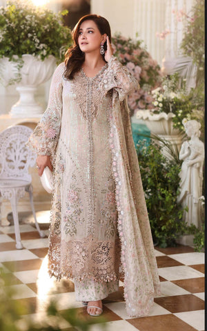 MariaB Luxury Chiffon 2026 Skin Beige digital prints Trouser 4-piece