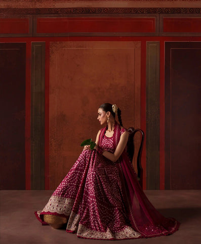 Faiza Saqlain Chunri Print Silk Frawk