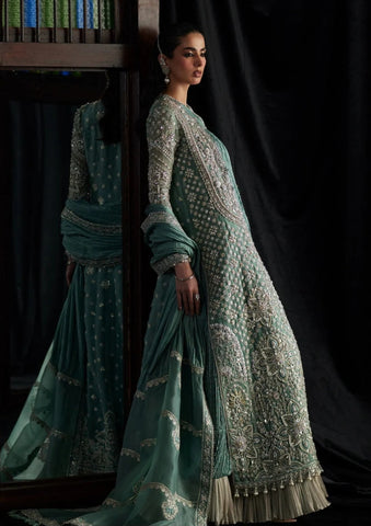 Saad Bin Shahzad Bridal Couture 2026 Light Sea Green Open Shirt