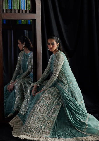 Saad Bin Shahzad Bridal Couture 2026 Light Sea Green Open Shirt