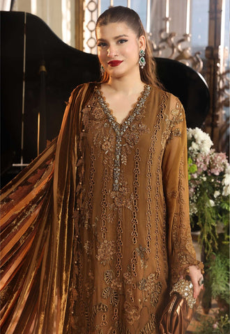 MariaB Luxury Chiffon 2026 Mustard Katha Palachi Shawl