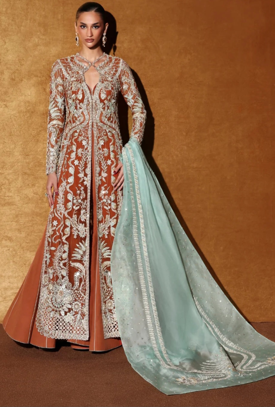 Soraya Wedding Edition 2026 Rust Orange Long Open Shirt