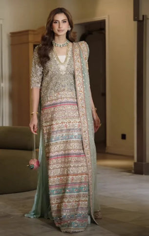 Saira Shakira Party Wear 2026 Silk Embellished Dress